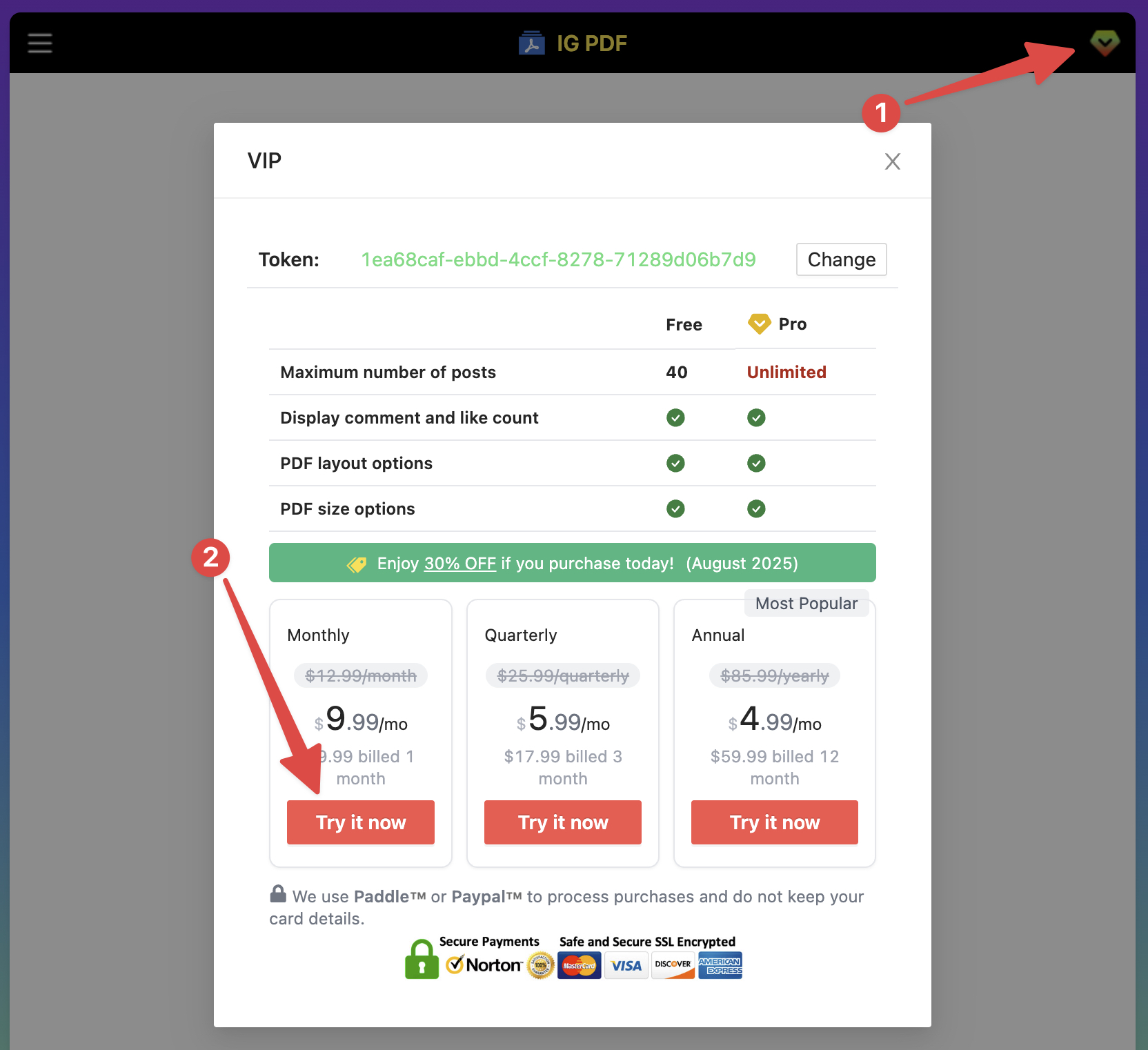 IGPDF chrome extension subscribe pro